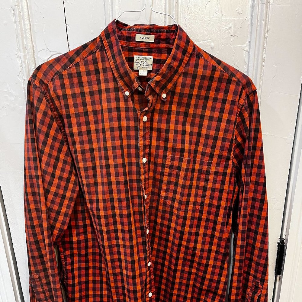 J. Crew Long Sleeve Organic Cotton Check Shirt Large
